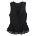 thumbnail image 1 of Womens Coat Sleeveless V Neck Chiffon Vest Cardigan Outwear,Black,2XL/5, 1 of 3