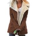 thumbnail image 1 of Womens Coat Winter Warm Sherpa Lined Jacket Casual Long Sleeve Fleece Outwear Jackets Button Down Lapel Overcoats, 1 of 2