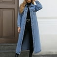thumbnail image 1 of Womens Coats And Jackets Long Denim Overcoat Loose Button Down Jean Jacket (Blue XXXL), 1 of 6