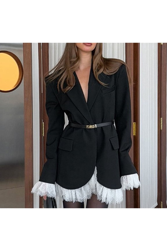 Womens Coats Black Suit Winter Workplace Loose Small Suit High-end Jacket,Coats for Women Black L