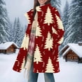 thumbnail image 1 of Womens Coats Christmas Printed Turdown Collar Button Casual Winter Loose Long Sleeved Jacket,Coats for Women Red M, 1 of 6