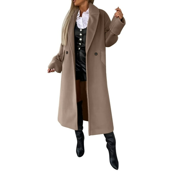 Womens Coats Fall Jackets for Women Women Mid Long Coat Trench Coat Casual Mid Long Overcoat Lapel Open Front Cardigan Outwear Winter Coat