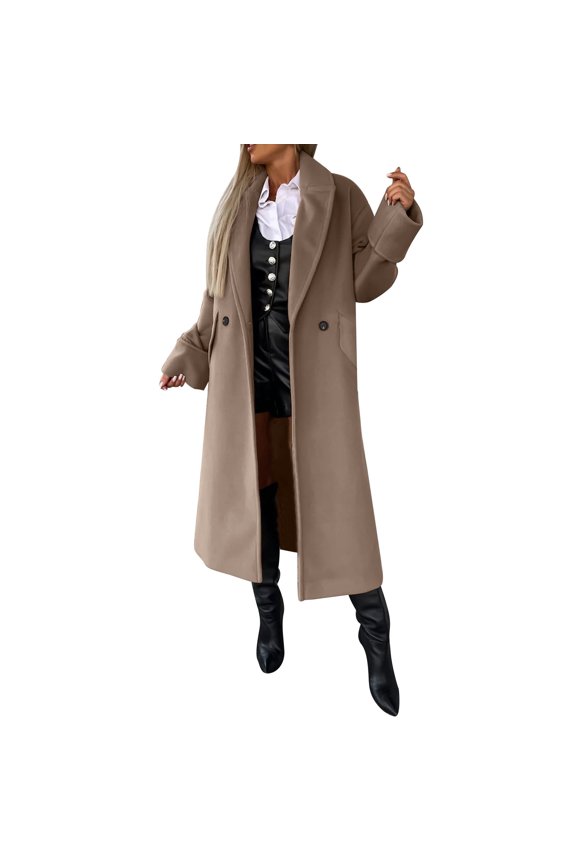 Womens Coats Fall Jackets for Women Women Mid Long Coat Trench Coat Casual Mid Long Overcoat Lapel Open Front Cardigan Outwear Winter Coat
