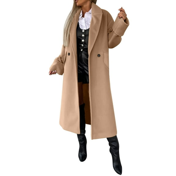 Womens Coats Fall Jackets for Women Women Mid Long Coat Trench Coat Casual Mid Long Overcoat Lapel Open Front Cardigan Outwear Winter Coat