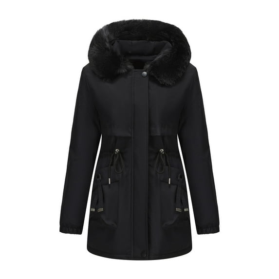 Womens Coats Fashion Solid Color Casual Zipper Winter Hooded Stand Sports Long Sleeve Parkas Cute Clothes Winter Coat for Women,Womens Zip Up Jacket Ladies Tops L