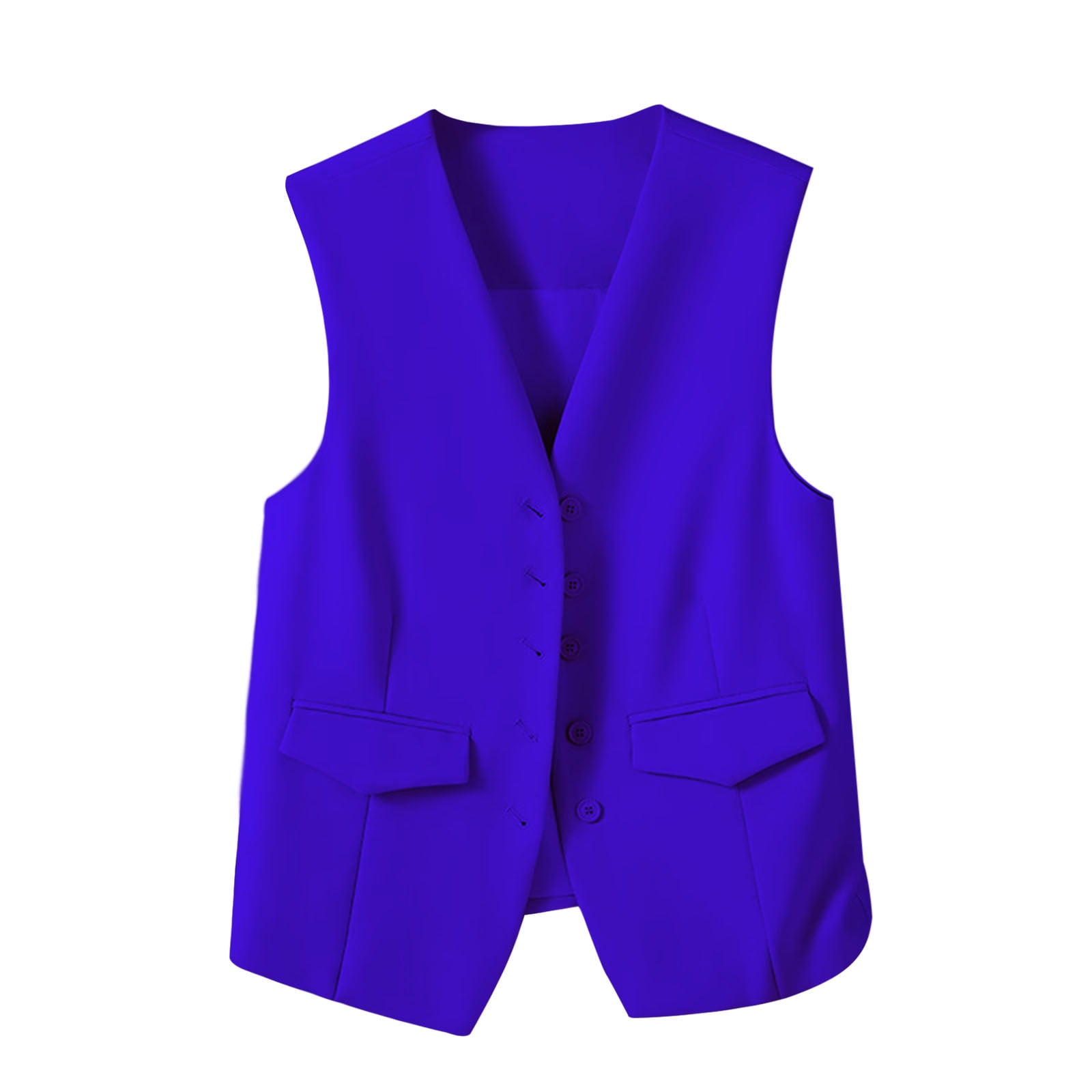 Women'S Sleeveless Tops Women's Stylish Solid Color Button-Down Pocket Long Sleeve Blazer Vest Jacket, Fashionable Professional Outerwear