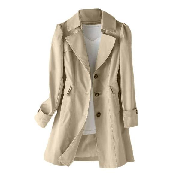 Womens Coats Jackets for Women Women's New Slim Fit Women's Korean Version Double Small Mid Length Trench Coat