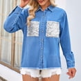 thumbnail image 1 of Womens Coats Lapel Long Sleeve Solid Color Denim Jacket,Denim Jacket for Women Blue M, 1 of 6