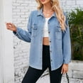 thumbnail image 1 of Womens Coats Lapel Long Sleeve Solid Color Denim Jacket,Denim Jacket for Women Light Blue L, 1 of 6