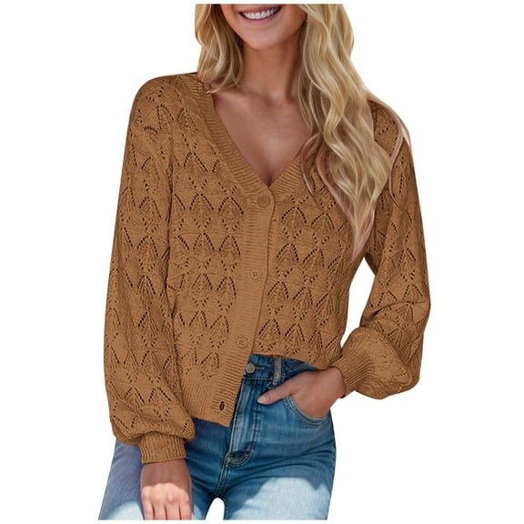 Womens Coats Lightweight Crochet Cropped Cardigan Fashion Clothing