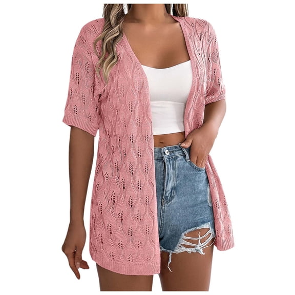 Womens Coats Lightweight Crochet Leaf Knit Cardigan Tops Trendy