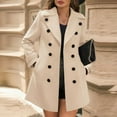 thumbnail image 1 of Womens Coats Long Sleeve Lapel Collar Solid Color Double Breasted Coats Jackets Coat Outwear,Coats for Women Beige S, 1 of 5