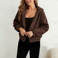 thumbnail image 1 of Womens Coats Long Sleeve Lapel Zipper Casual Solid Color Sweater Jacket,Coats for Women Coffee S, 1 of 6