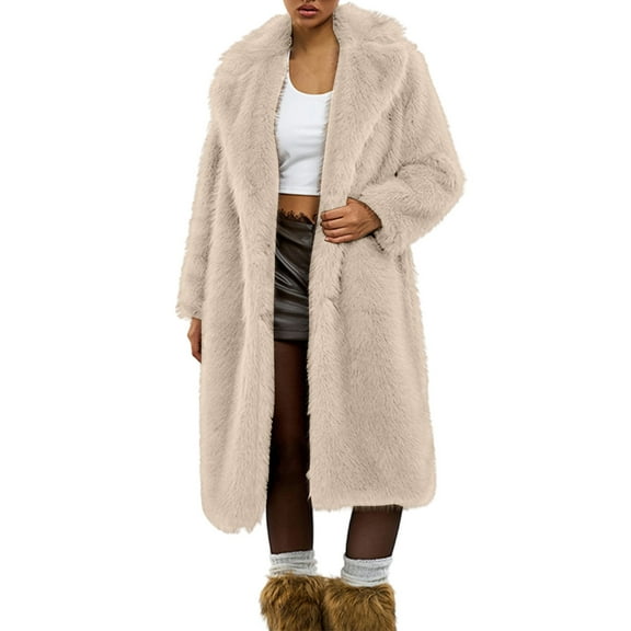 Womens Coats Long Sleeve Solid Color Winter Warm Faux Jacket,Coats for Women Beige S