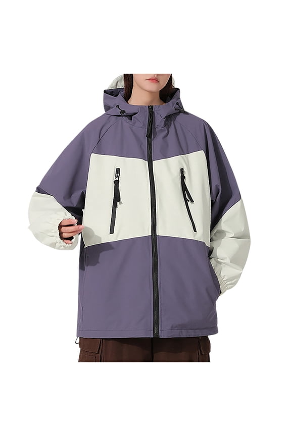 Womens Coats Long Sleeved Casual Solid Color Splicing Interchange Jacket,Coats for Women Purple M