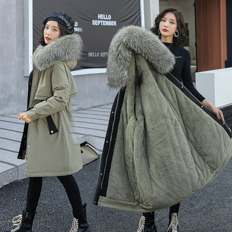 Womens Coats On Clearance LAWOR Women'S Winter stylish Tooling Long Slim  Hooded Cotton Jacket Coat 