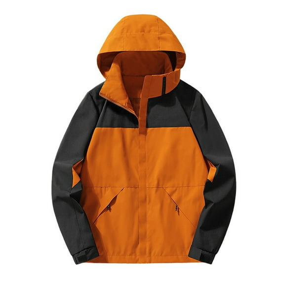 Womens Coats Outerwear Winter Women Comfortable Casual Color Block Interchange Jacket Drawstring Pocket Long Sleeve Hooded Casual Outwear Jackets