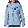 thumbnail image 1 of Womens Coats Outerwear Winter Women Detachable Cap and Windproof Thick Three-in-one Jacket Outdoor Sports Warm Jacket, 1 of 7