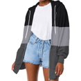 thumbnail image 1 of Womens Coats Outerwear Winter Women's Casual Color Matching Long Sleeved Hooded Sweater Jacket, 1 of 5