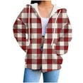 thumbnail image 1 of Womens Coats Outerwear Winter Women's Casual Printed Zippered Long Sleeved Hooded Sweater Jacket Top, 1 of 6