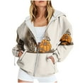 thumbnail image 1 of Womens Coats Outerwear Winter Women's Halloween Printing Long Sleeve Tops Pockets Hoodied, 1 of 4