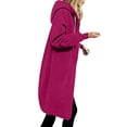 thumbnail image 1 of Womens Coats Outerwear Winter Women's Solid Color Jacket Thickening and Fleece and Winter Casual Zipper Long Sleeve Pocket Hooded Long Sweater, 1 of 6
