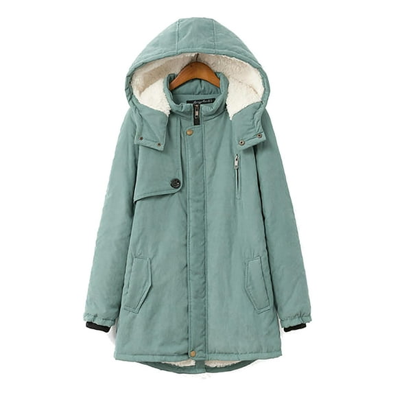 Womens Coats Outerwear Winter Women's Solid Color Plus Size Lamb Fleece Hooded Zipper Plush Coat