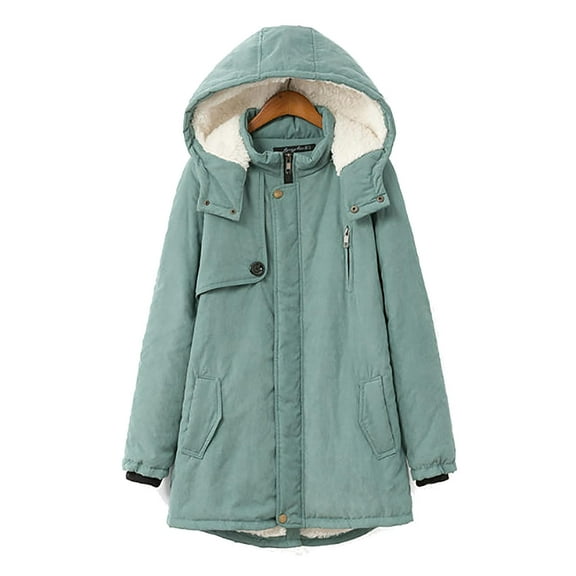 Womens Coats Outerwear Winter Women's Solid Color Plus Size Lamb Fleece Hooded Zipper Plush Coat