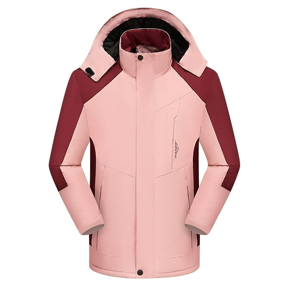 Womens Coats Outerwear Winter Women's Winter Detachable Cap and Windproof Thickened Fleece Outdoor Sports Warm Jacket