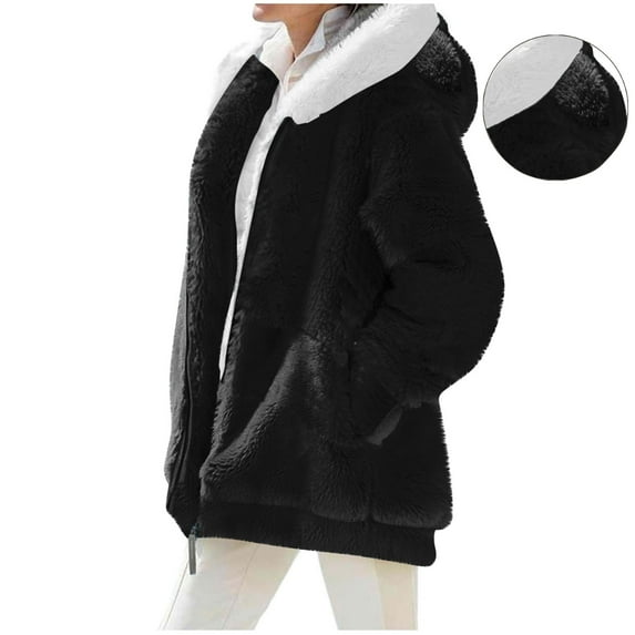 Womens Coats Plus Size Long Sleeved Hooded Zipper Pocket Solid Color Hooded Ear Loose Jacket Casual Jacket,Tops for Women