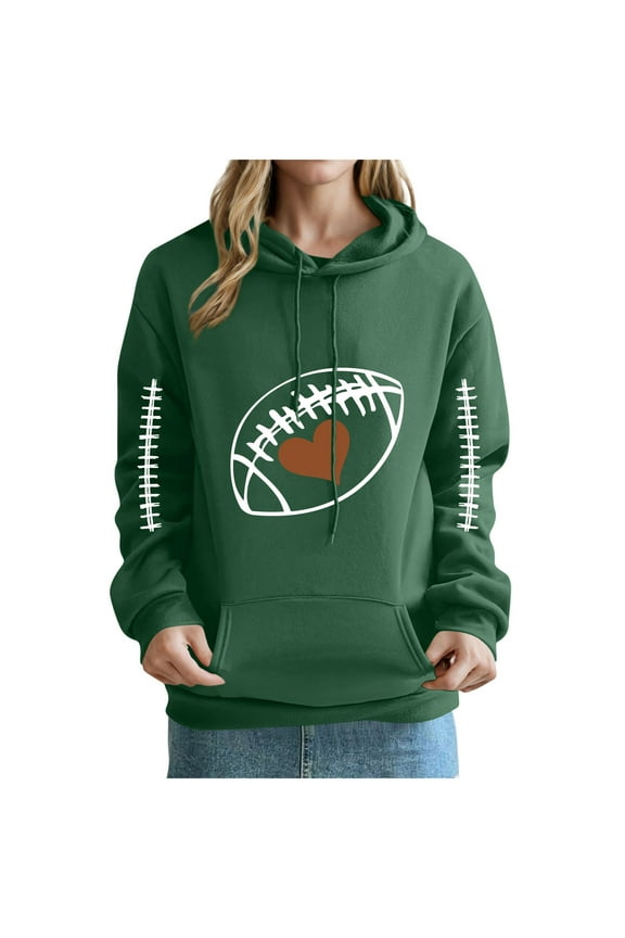 Womens Coats Printed Hooded Rugby Print Long Sleeved Off Shoulder Sleeves Sweatshirt Army Green M,Coats for Women