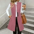 thumbnail image 1 of Womens Coats Sleeveless Jacket Lapel Solid Woolen Casual Button Front Woolen Suit with Pocket,Coats for Women Pink M, 1 of 6
