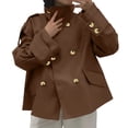 thumbnail image 1 of Womens Coats Trench Coat Stand Collar Oversized Double Breasted Cropped Jacket Fall Casual Work Outerwear,Coats for Women Coffee M, 1 of 5