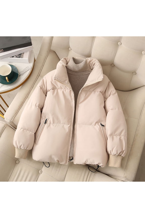 Womens Coats Winter Casual Fashion Thickened Stand Collar Long Sleeve Jacket Cute Clothes Winter Coat for Women,Womens Zip Up Jacket Ladies Tops M