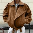 thumbnail image 1 of Womens Coats Zipper Pocket Long Sleeved Hooded Stand Up Collar Casual Jacket,Coats for Women Brown S, 1 of 6