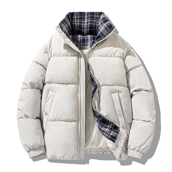 Womens Coats Zippered Stand-Up Collar Parkas Solid Color Double Pocket Long Sleeve Casual Outwear,Coats for Women Beige M