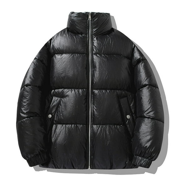 Womens Coats Zippered Stand-Up Collar Parkas Solid Color Double Pocket Long Sleeve Casual Outwear,Coats for Women Black M