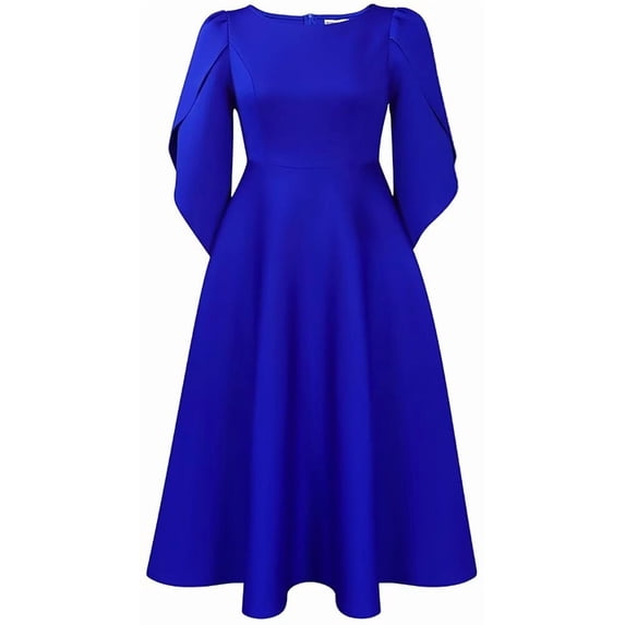 Womens Cocktail Dress Pleated A Line Church Guest Dress Flowy Casual Dresses