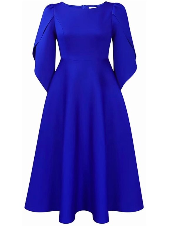 Womens Cocktail Dress Pleated A Line Church Guest Dress Flowy Casual Dresses