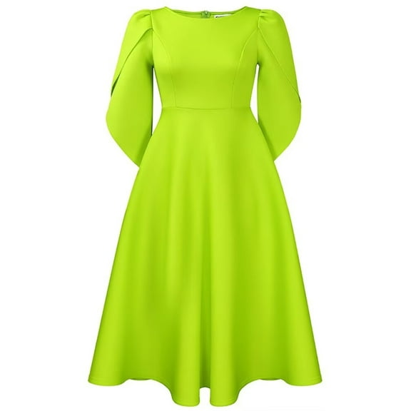 Womens Cocktail Dress Pleated A Line Church Guest Dress Flowy Casual Dresses