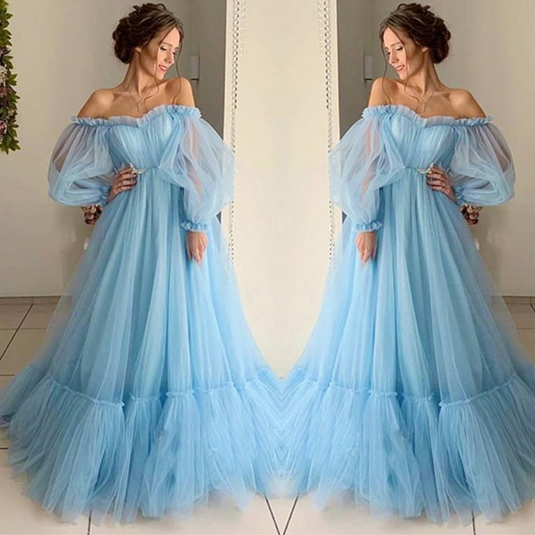 Womens Cocktail Dresses Elegant Halter Gradient Color Flowy Princess Tulle Dress Mesh Floral Wedding Evening Party Gowns
