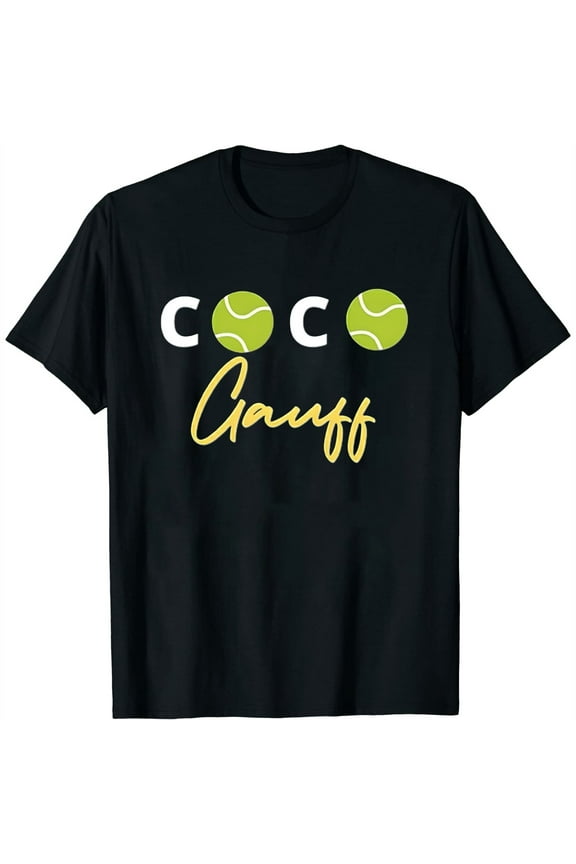 Womens Coco Gauff Shirt Coco Gauff Merch Funny Tennis Letter Graphic Tees Short Sleeve Tops For Man Woman Black 2X-Large