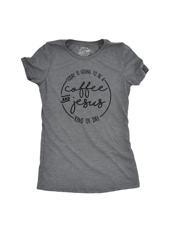 Womens Coffee and Jesus T Shirt Cute Religious Easter Christian Faith Morning Womens Graphic Tees