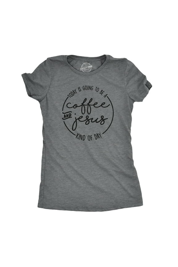 Womens Coffee and Jesus T Shirt Cute Religious Easter Christian Faith Morning Womens Graphic Tees