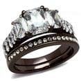 thumbnail image 1 of Womens Coffee Brown Ring Anillo Cafe Para Mujer Stainless Steel with AAA Grade CZ in Clear Avera, 1 of 4