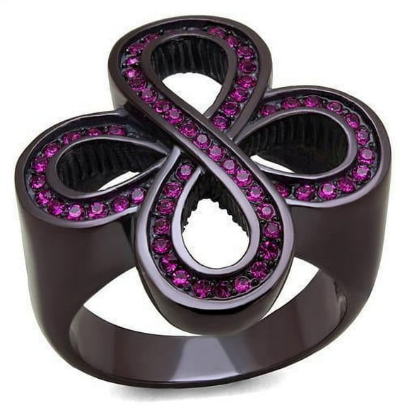 Womens Coffee Brown Ring Anillo Cafe Para Mujer Stainless Steel with Top Grade Crystal in Fuchsia Fidenza