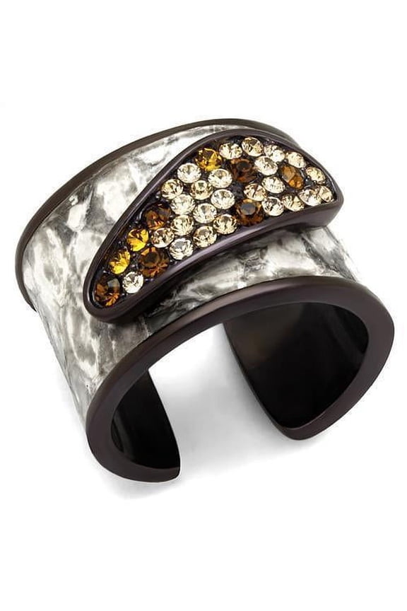 Womens Coffee Brown Ring Anillo Cafe Para Mujer Stainless Steel with Top Grade Crystal in Multi Color Modena