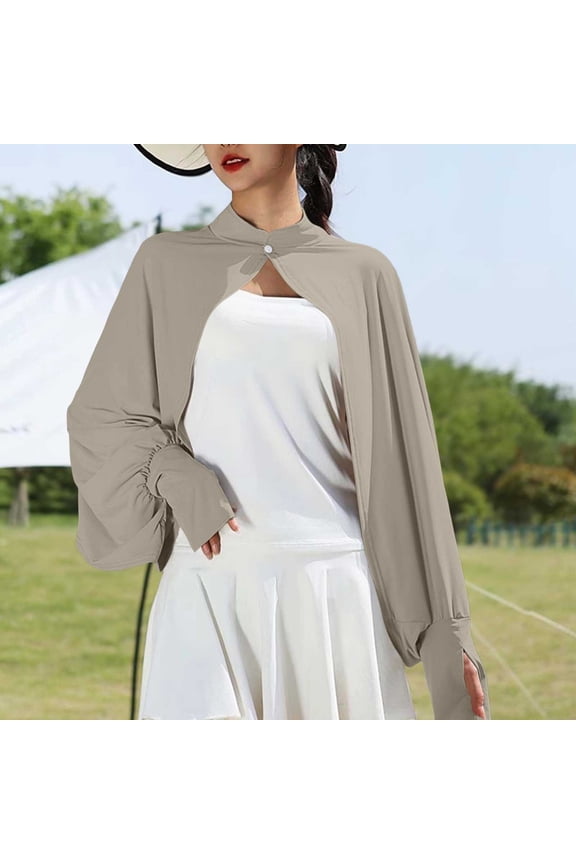 Womens Coffee Open Front Capelet Puff Sleeve Bolero Collared Layering Top One Size,Size Free Size