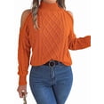 thumbnail image 1 of Womens Cold Shoulder Sweaters 2025 Fall Winter Long Sleeve Soft Chunky Cable Knit Pullovers Jumper Tops Orange Color L, 1 of 8