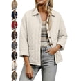 thumbnail image 1 of Womens Collared Jacket Quilted Button Front Long Sleeve Versatile Everyday Jacket, 1 of 9